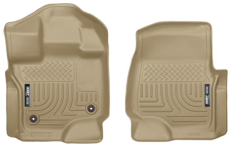 Ford F-150 Floor Mats - Front - Husky Liners - WeatherBeater - Tan - `15-`23